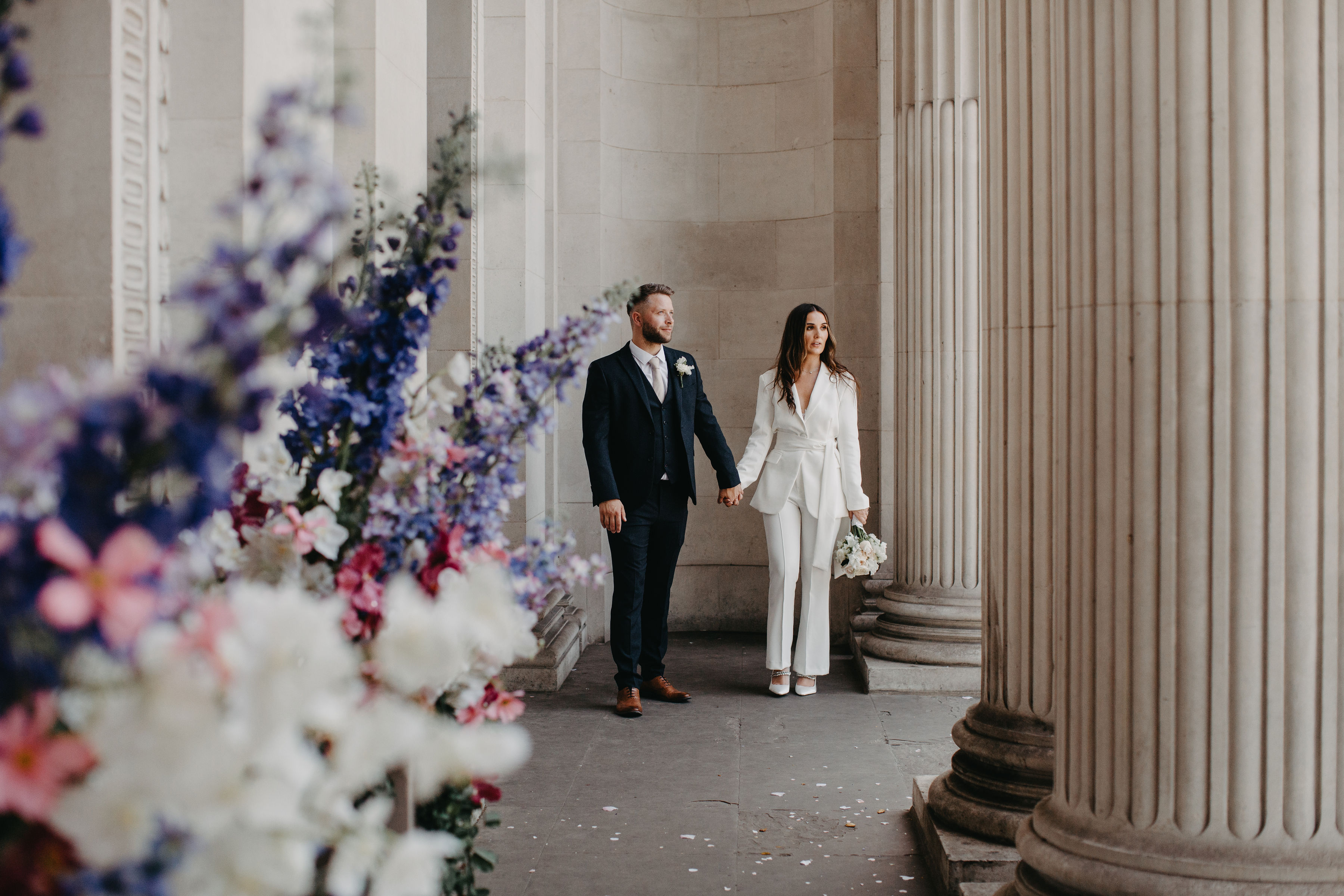 Wedding Couple in front of Old Marylebone Town Hall
