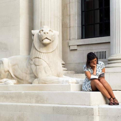 saturday_26th_may_2018_7.40pm_-_woman_reading_next_to_lion.jpg