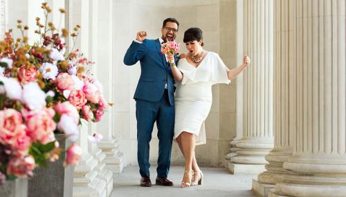 Wedding Couple in front of Old Marylebone Town Hall